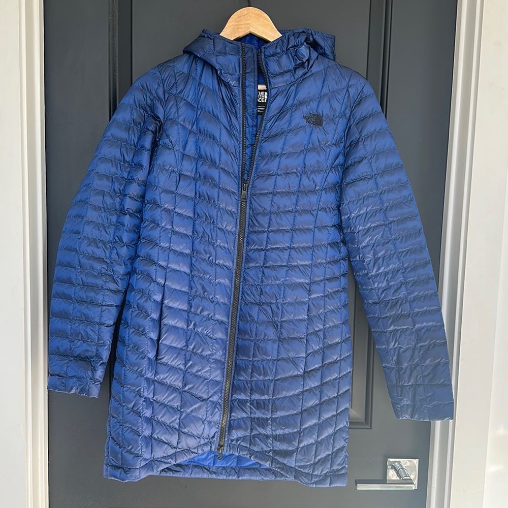The North Face Blue Quilted Hooded Puffer Coat